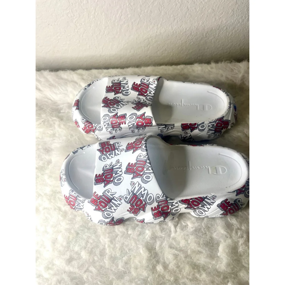Champion White Rubber Slides Men Size 8/Women 10